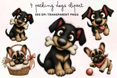 Peeking Dogs Clipart PNG Product Image 1