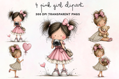 Pink Girl Clipart PNG Product Image 1