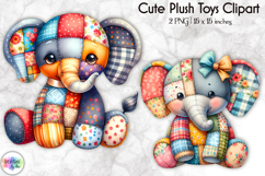 Cute Plush Toy Clipart | Baby Elephant Toy PNG | Patchwork Product Image 1