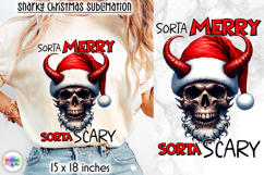 Christmas Skull Snarky Sublimation, Funny Dark Santa PNG Product Image 1