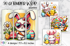 Cute Easter Animal Tumbler Wraps, 20oz Tumbler Sublimation Product Image 1