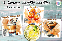 Summer Cocktail Recipe Coaster, Party Cocktail Coasters Product Image 1