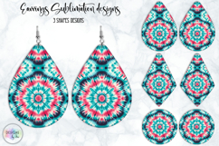 Tie Dye Earrings Sublimation, Boho Teardrop Earrings Print Product Image 1