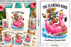 Funny Summer Skeleton Sublimation, Flamingo Rider Tarot Card Product Image 1