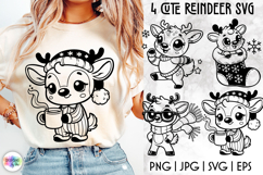 Funny Reindeer SVG, Cute Christmas Reindeer Clipart Product Image 1