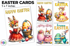 Easter Bunny Greeting Cards Cute Boho Printable, Hippie PNG Product Image 1