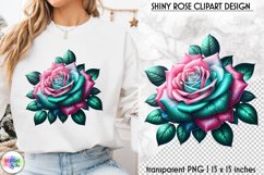 Pink Valentine Rose Clipart | Shiny Valentine Rose PNG Product Image 1