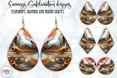 Earrings Sublimation Designs, Liquid Art, Fluid Art and Wood Product Image 1