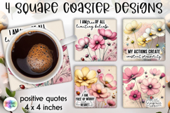 Spring Floral Coaster Sublimation, Positive Quotes Coasters Product Image 1