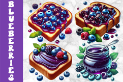 Blueberry Jam Clipart, Marmalade Blueberry Toast PNG Product Image 1