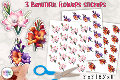 Floral Stickers, Gladiolus Flowers Stickers, Printable Stick Product Image 1