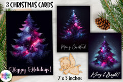 Christmas Tree Greeting Cards, Abstract Christmas Tree Print Product Image 1