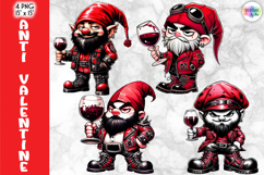 Anti-Valentine Rock Gnomes Clipart, Gothic Valentine Gnome Product Image 1