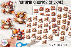 Autumn Gnome Stickers, Cute Fall Harvest Pumpkin and Leaves Product Image 1
