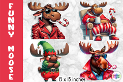 Funny Christmas Moose Clipart, Cute Holiday Animal PNG Product Image 1