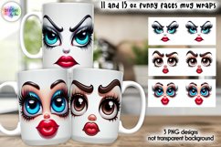 3D Funny Face Mug Wraps, Sarcastic Coffee Mug Wrap Product Image 1