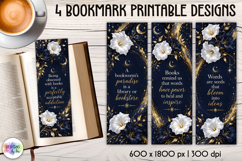 Midnight Floral Book Lover Printable Bookmark Designs Product Image 1