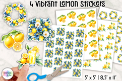 Vibrant Lemon Stickers, Citrus Illustrations, Printable PNG Product Image 1