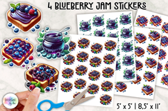 Blueberry Jam Sticker, Breakfast Toast Sticker PNG Printable Product Image 1