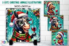 Cute Christmas Animals Illustration, Wine Lover Christmas Product Image 1