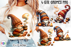 Cute Autumn Gnomes PNG, Fall Harvest Gnome Sublimation Product Image 1