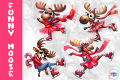 Funny Christmas Moose Clipart, Cute Holiday Animal PNG Product Image 1