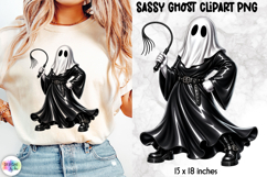 Sassy Black Ghost PNG Funky Halloween Clipart Product Image 1