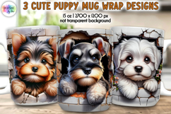 Puppy Mug Wrap, Broken Brick Wall Mug Print, Dog Lover Mug Product Image 1