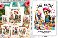 Funny School Skeleton Tarot Card PNG, The Artist Skeleton Product Image 1