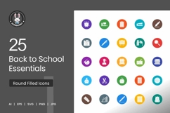 Back to School Essentials Round Filled Icons Product Image 1