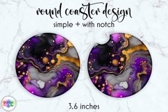 Purple Gold Abstract Car Coaster | Fluid Art Mug Coaster Product Image 1