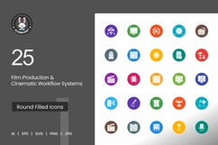 Film Production &amp; Cinematic Workflow Systems Icons Product Image 1