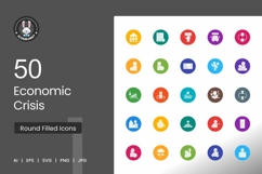 Economic Crisis Flat Round Icons Product Image 1
