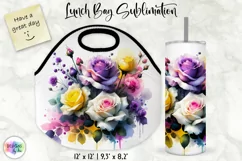 Watercolour Roses Lunch Bag | Watercolour Roses Tumbler Wrap Product Image 1