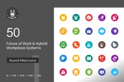 50 Future of Work &amp; Hybrid Workplace Systems Icons Product Image 1