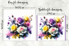 Watercolour Roses Lunch Bag | Watercolour Roses Tumbler Wrap Product Image 2