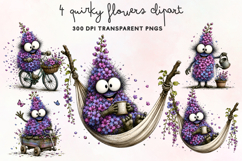 Quirky Flowers Clipart PNG Product Image 1