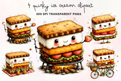Quirky Ice Cream Clipart PNG Product Image 1