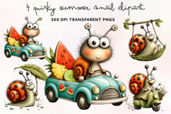 Quirky Summer Snail Clipart PNG Product Image 1