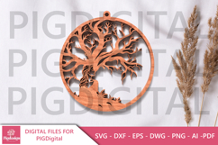Laser Cut Tree &amp; Woman Ornament SVG Bund Product Image 10