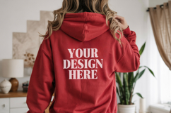 red Gildan 18500 Hoodie Mockup ,Cozy Unisex Sweatshirt Mock Product Image 1