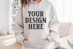 Sand Gildan 18500 Hoodie Mockup, Unisex Sweatshirt Mockup Product Image 1