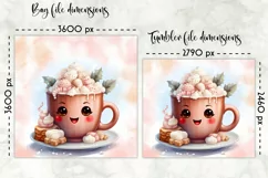 Christmas Lunch Bag Print | Kawaii Hot Chocolate and Cookies Product Image 2