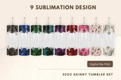 20oz Rose Floral Glitter Tumbler Wrap Add Text Sublimation Product Image 1