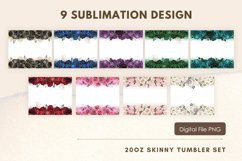 20oz Rose Floral Glitter Tumbler Wrap Add Text Sublimation Product Image 2