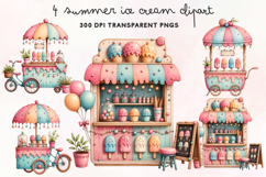 Summer Ice Cream Clipart PNG Product Image 1