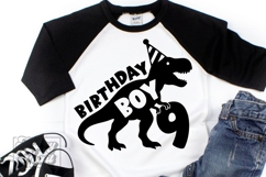 TRex 9th Birthday Boy SVG - Nine Dinosaur Shirt Clipart PNG Product Image 1