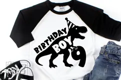 TRex 9th Birthday Boy SVG - Nine Dinosaur Shirt Clipart PNG Product Image 1