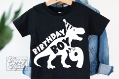 TRex 9th Birthday Boy SVG - Nine Dinosaur Shirt Clipart PNG Product Image 2