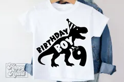 TRex 9th Birthday Boy SVG - Nine Dinosaur Shirt Clipart PNG Product Image 4